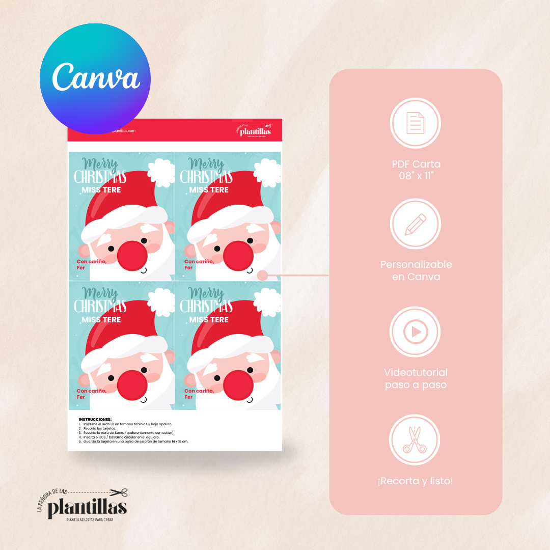 Tarjetas Navideñas  para Bálsamo Labial EOS o Chocolate - Editables en Canva