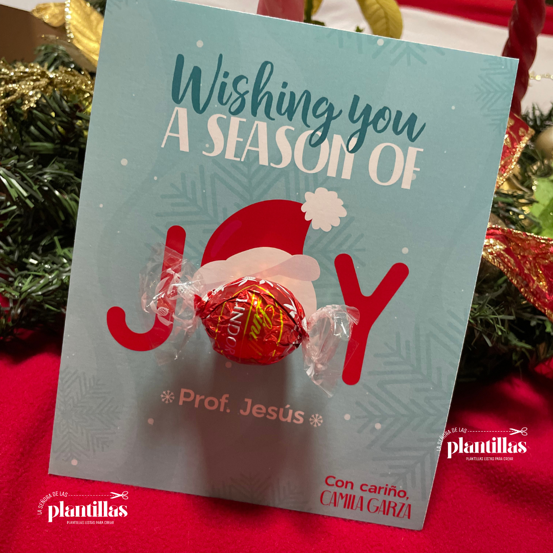 Tarjetas Navideñas  para Bálsamo Labial EOS o Chocolate - Editables en Canva