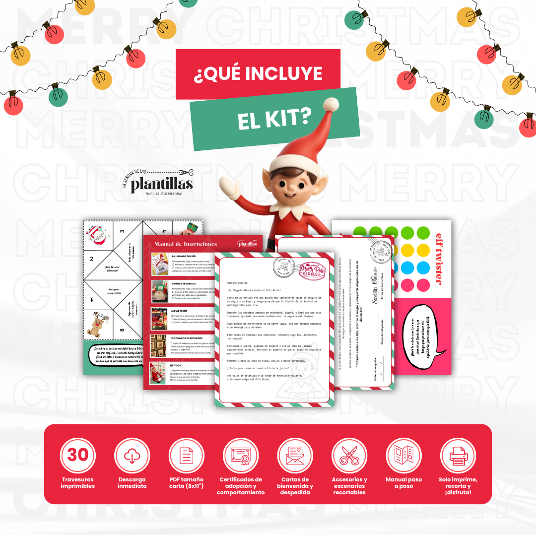 Kit Completo Imprimible “Las Travesuras del Elfo"