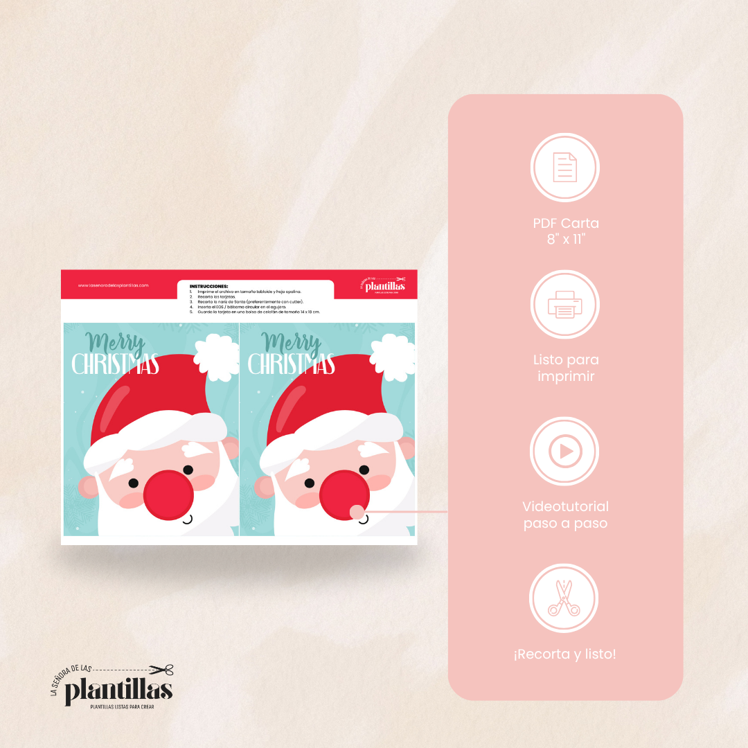 Tarjetas navideñas imprimibles para bálsamo labial o chocolate — La Señora de las Plantillas