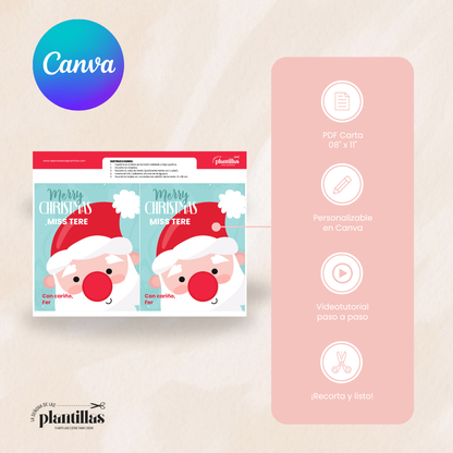 Tarjetas Navideñas  para Bálsamo Labial EOS o Chocolate - Editables en Canva