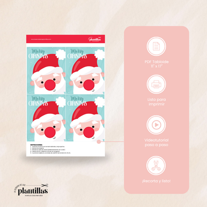 Tarjetas navideñas imprimibles para bálsamo labial o chocolate — La Señora de las Plantillas