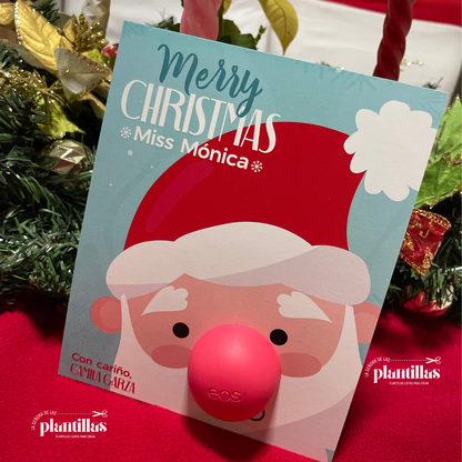 Tarjetas Navideñas  para Bálsamo Labial EOS o Chocolate - Editables en Canva