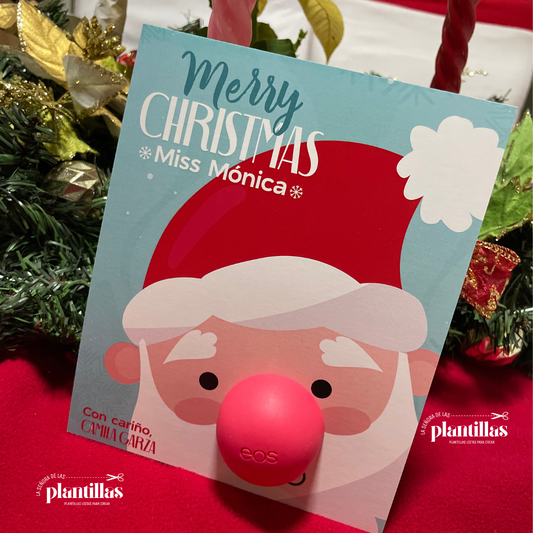 Tarjetas Navideñas  para Bálsamo Labial EOS o Chocolate - Editables en Canva