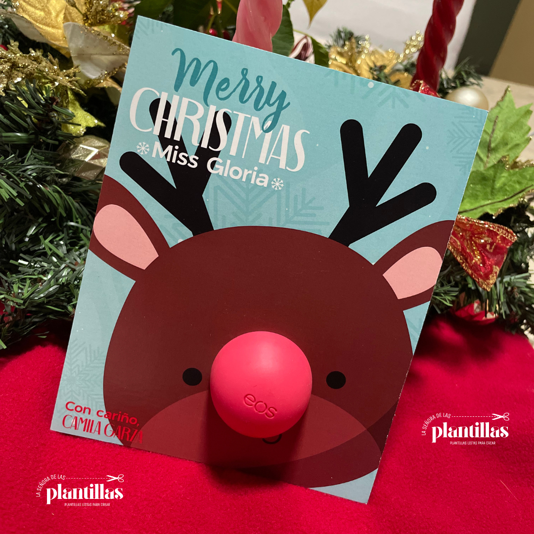 Tarjetas Navideñas  para Bálsamo Labial EOS o Chocolate - Editables en Canva