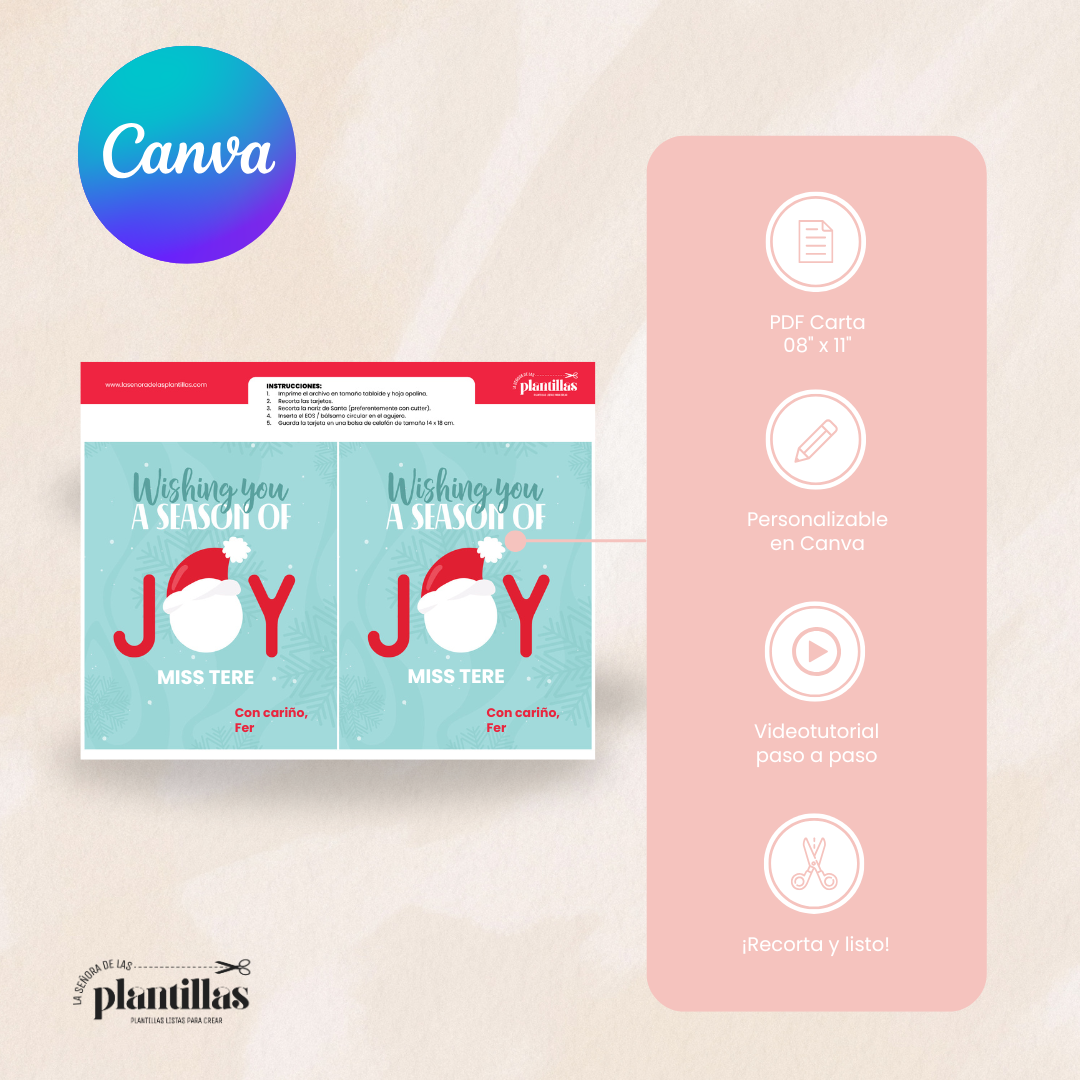 Tarjetas Navideñas  para Bálsamo Labial EOS o Chocolate - Editables en Canva